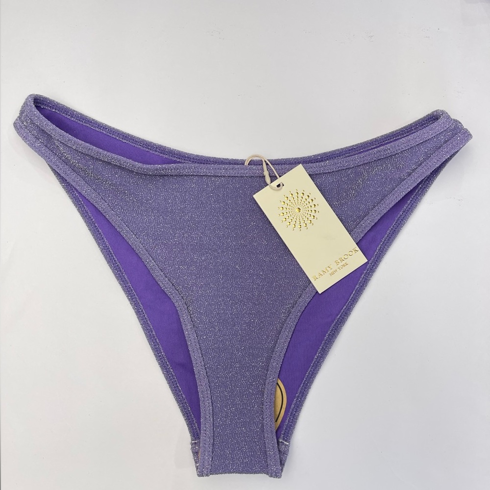 NWT RAMY BROOK Bikini Sparkle Isla Bikini Bottom Violet Size Medium